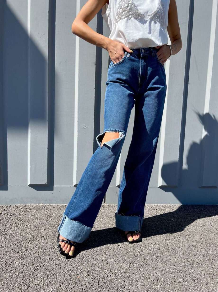 Shop Online Jeans Alex palazzo con taglio e rovescia Vicolo