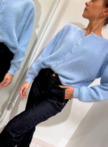 Shop Online Cardigan corto girocollo azzurro Souvenir