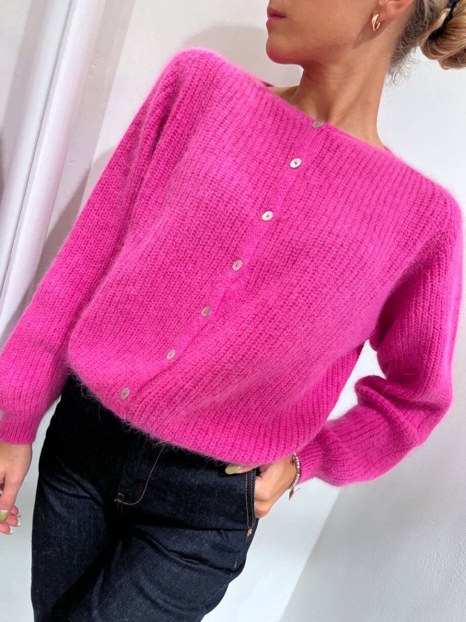 Shop Online Cardigan corto girocollo fucsia Souvenir