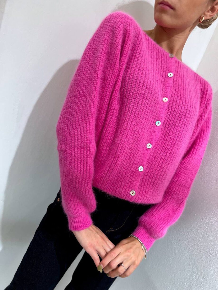 Shop Online Cardigan corto girocollo fucsia Souvenir