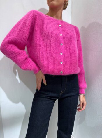 Shop Online Cardigan corto girocollo fucsia Souvenir