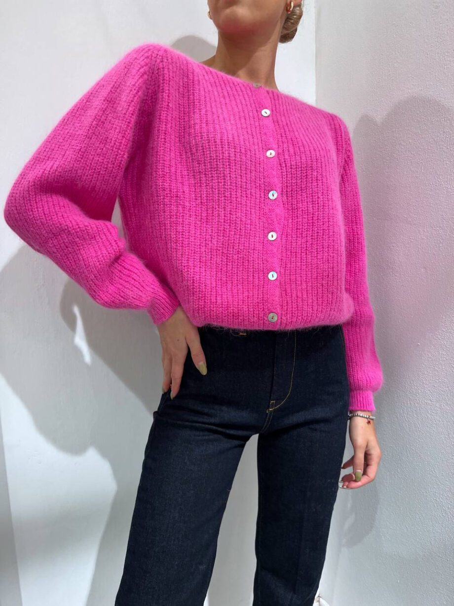 Shop Online Cardigan corto girocollo fucsia Souvenir