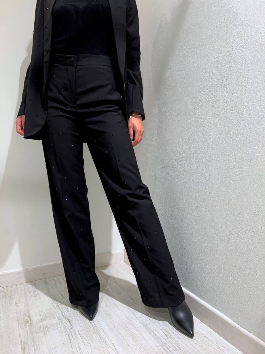 Shop Online Pantalone nero palazzo con strass Vicolo