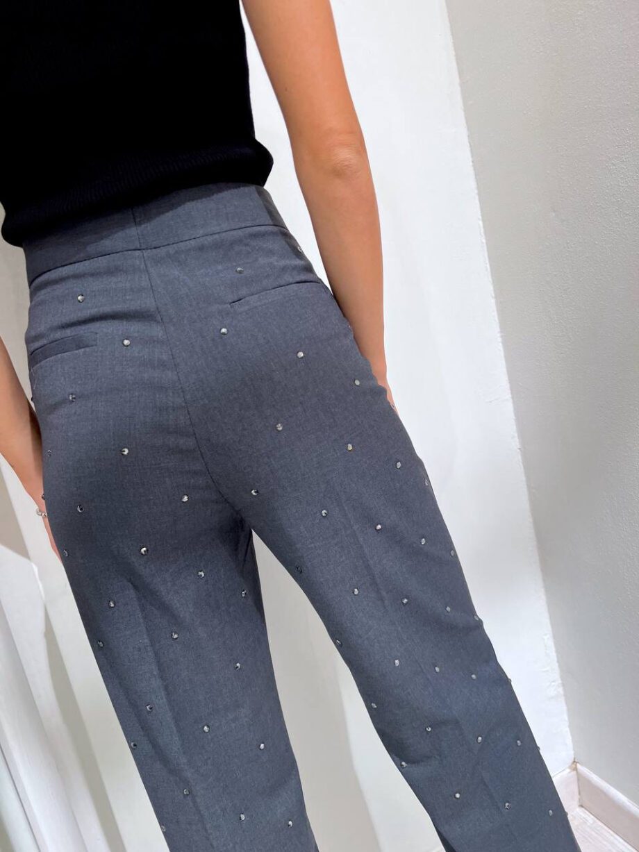 Shop Online Pantalone grigio palazzo con strass Vicolo