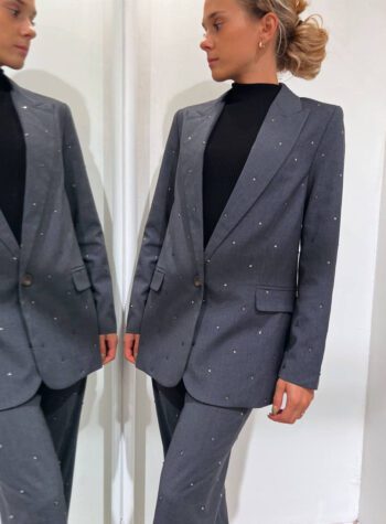 Shop Online Blazer un bottone grigio con strass Vicolo