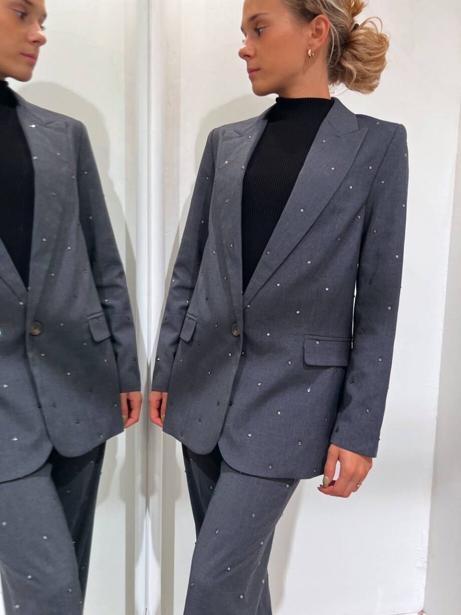 Shop Online Blazer un bottone grigio con strass Vicolo