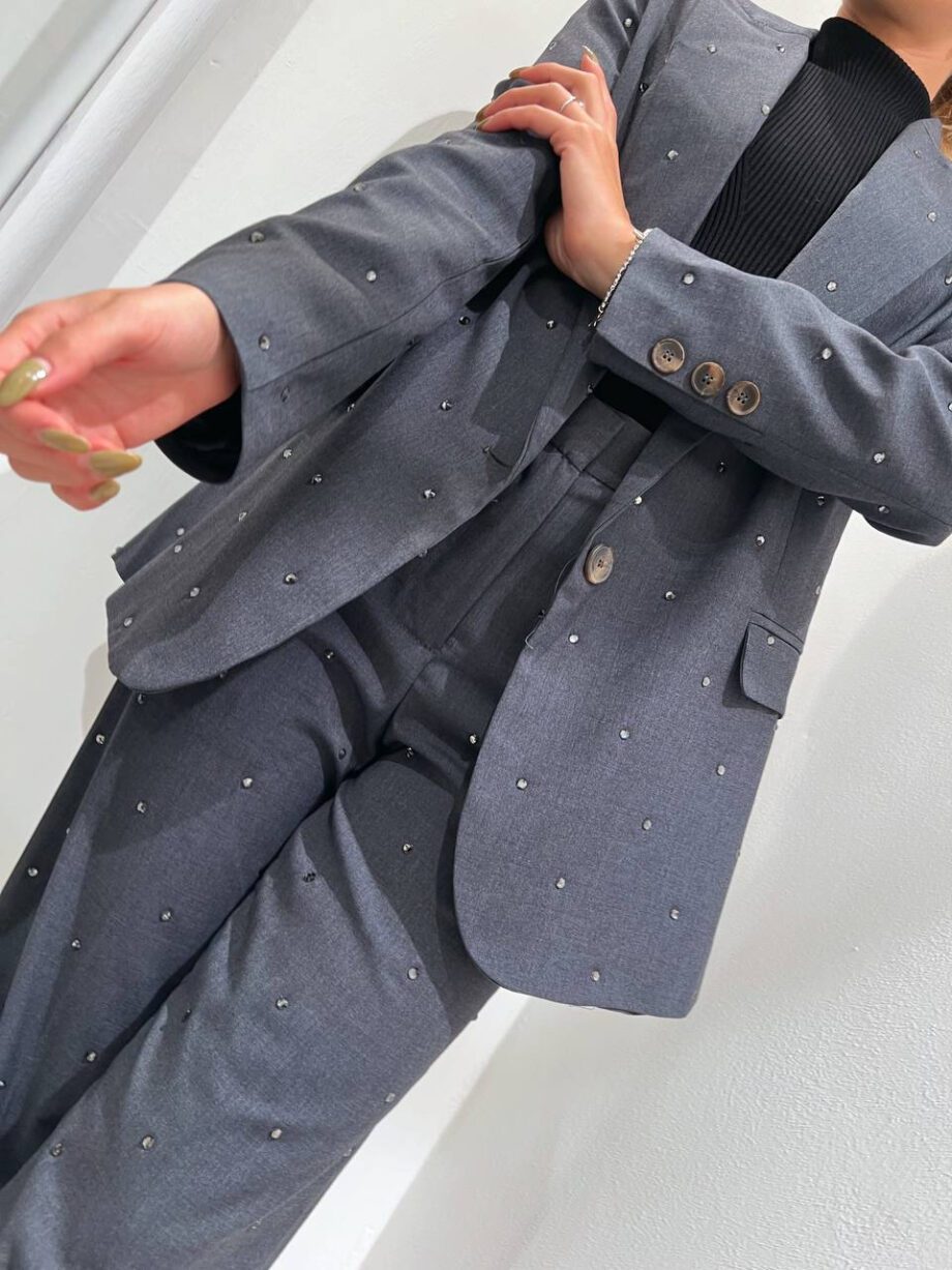 Shop Online Blazer un bottone grigio con strass Vicolo