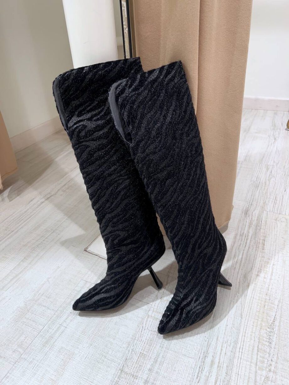 Shop Online Stivale Alloro in ecofur zebrato nero twentyfourhaitch