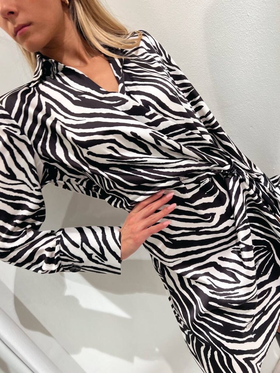 Shop Online Vestito in raso zebrato con nodo Vicolo