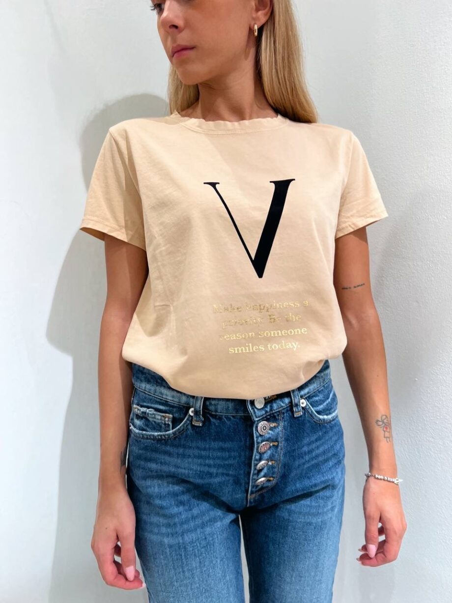 Shop Online T-shirt girocollo nera con V velluto Vicolo