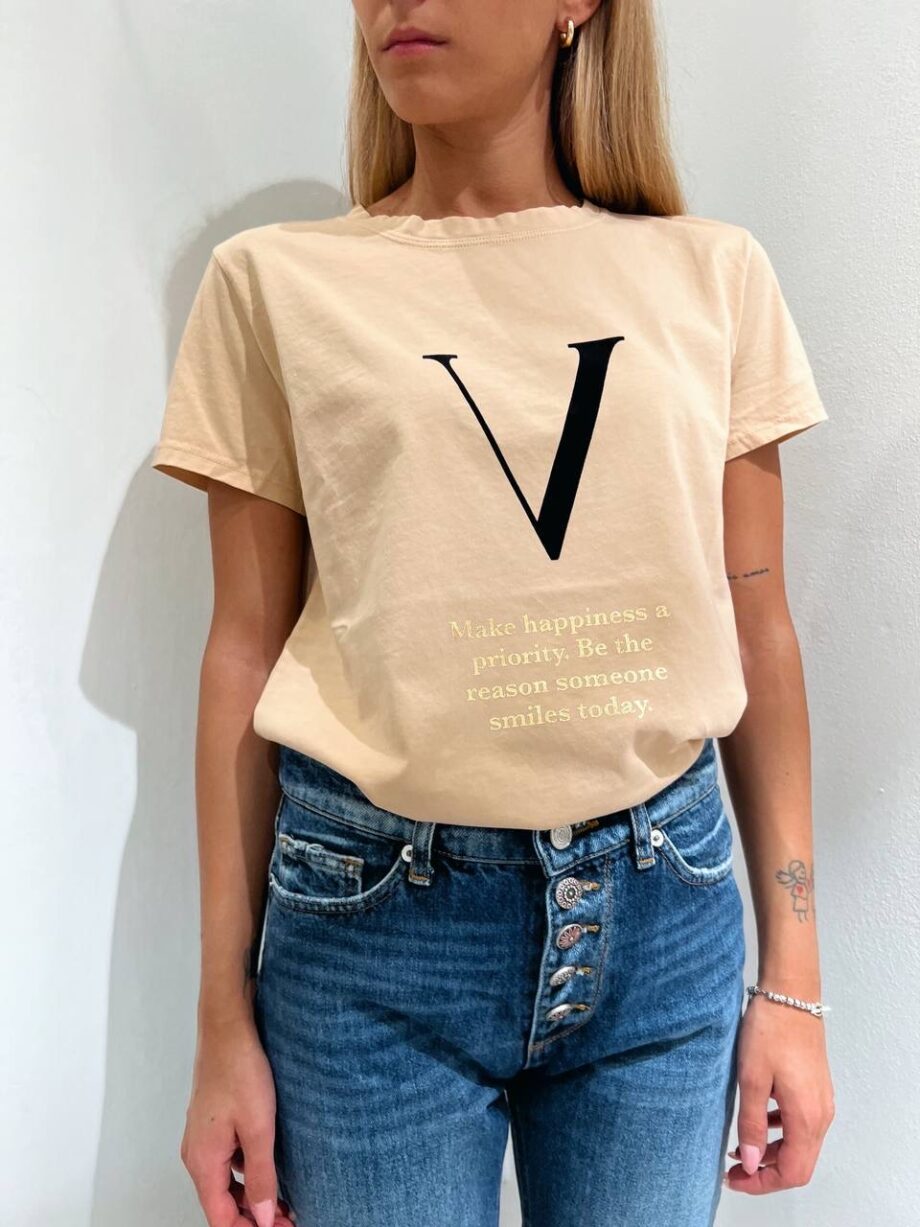 Shop Online T-shirt girocollo nera con V velluto Vicolo