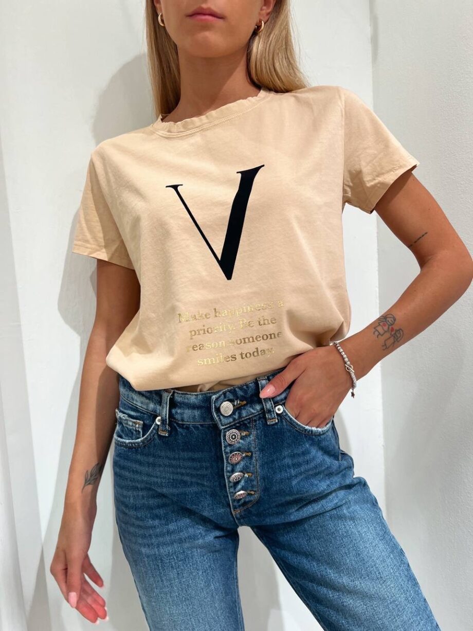 Shop Online T-shirt girocollo nera con V velluto Vicolo