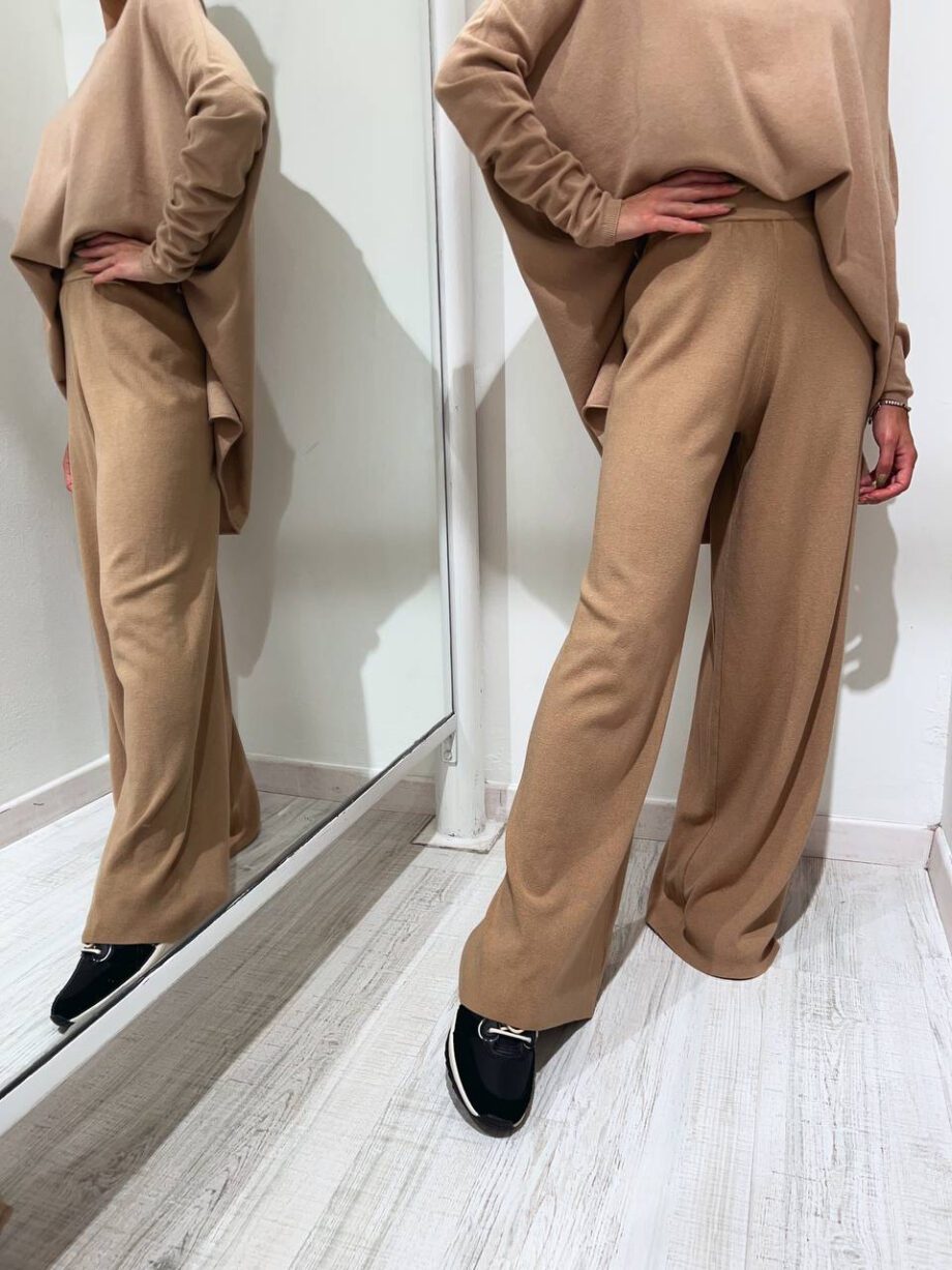 Shop Online Pantalone palazzo in maglia beige Souvenir