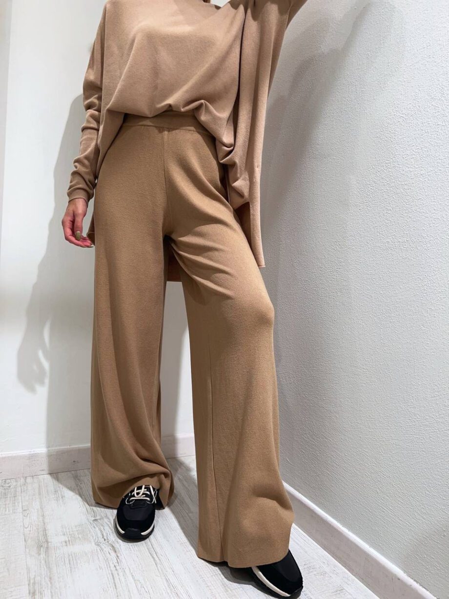 Shop Online Pantalone palazzo in maglia beige Souvenir