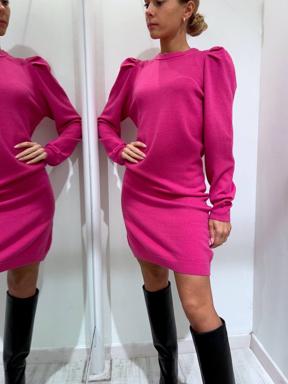 Shop Online Vestito in maglia fucsia maniche sbuffo Have One