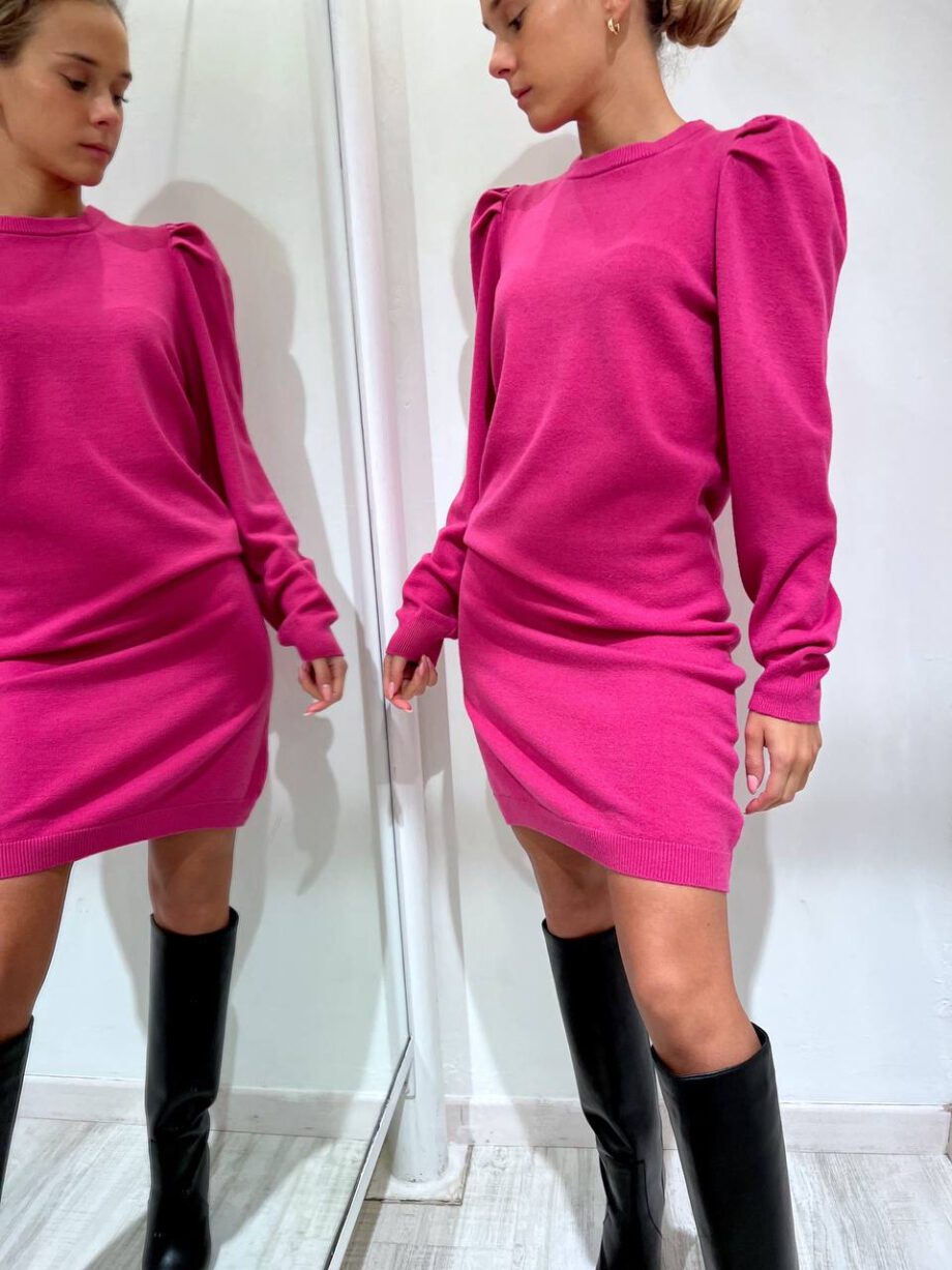 Shop Online Vestito in maglia fucsia maniche sbuffo Have One