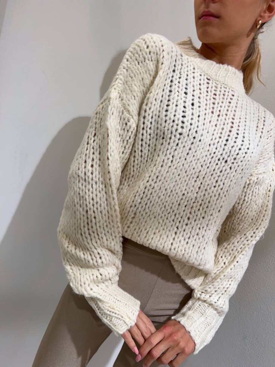 Shop Online Maglione in maglia inglese panna Hinnominate