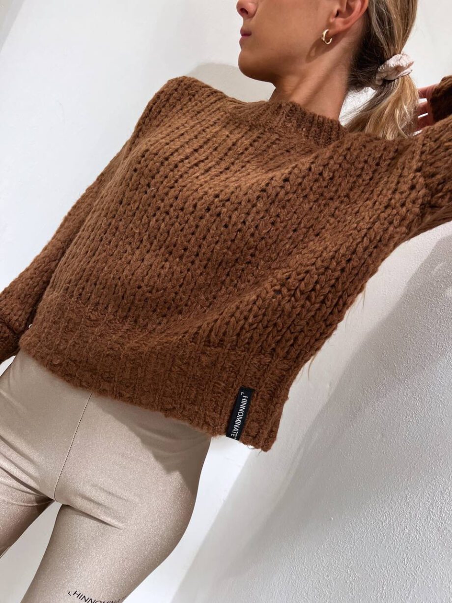 Shop Online Maglione in maglia inglese marrone Hinnominate