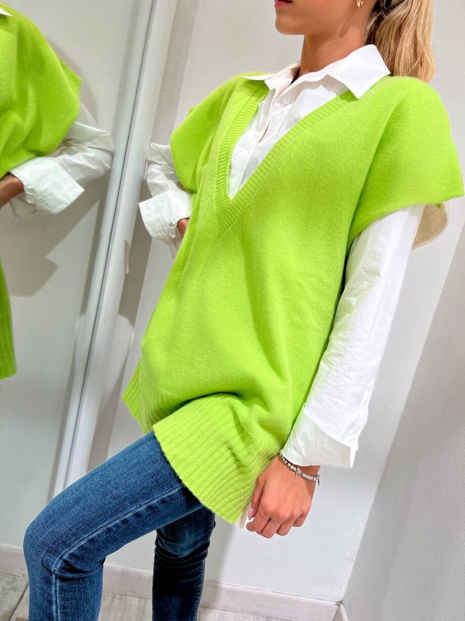 Shop Online Gilet over lime e panna cachemire Vicolo