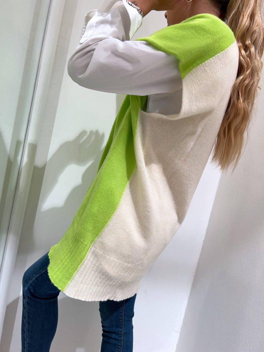 Shop Online Gilet over lime e panna cachemire Vicolo