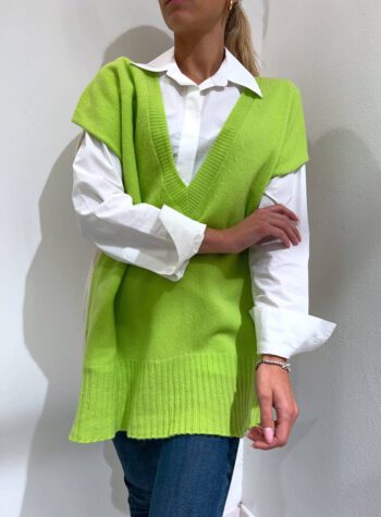 Shop Online Gilet over lime e panna cachemire Vicolo