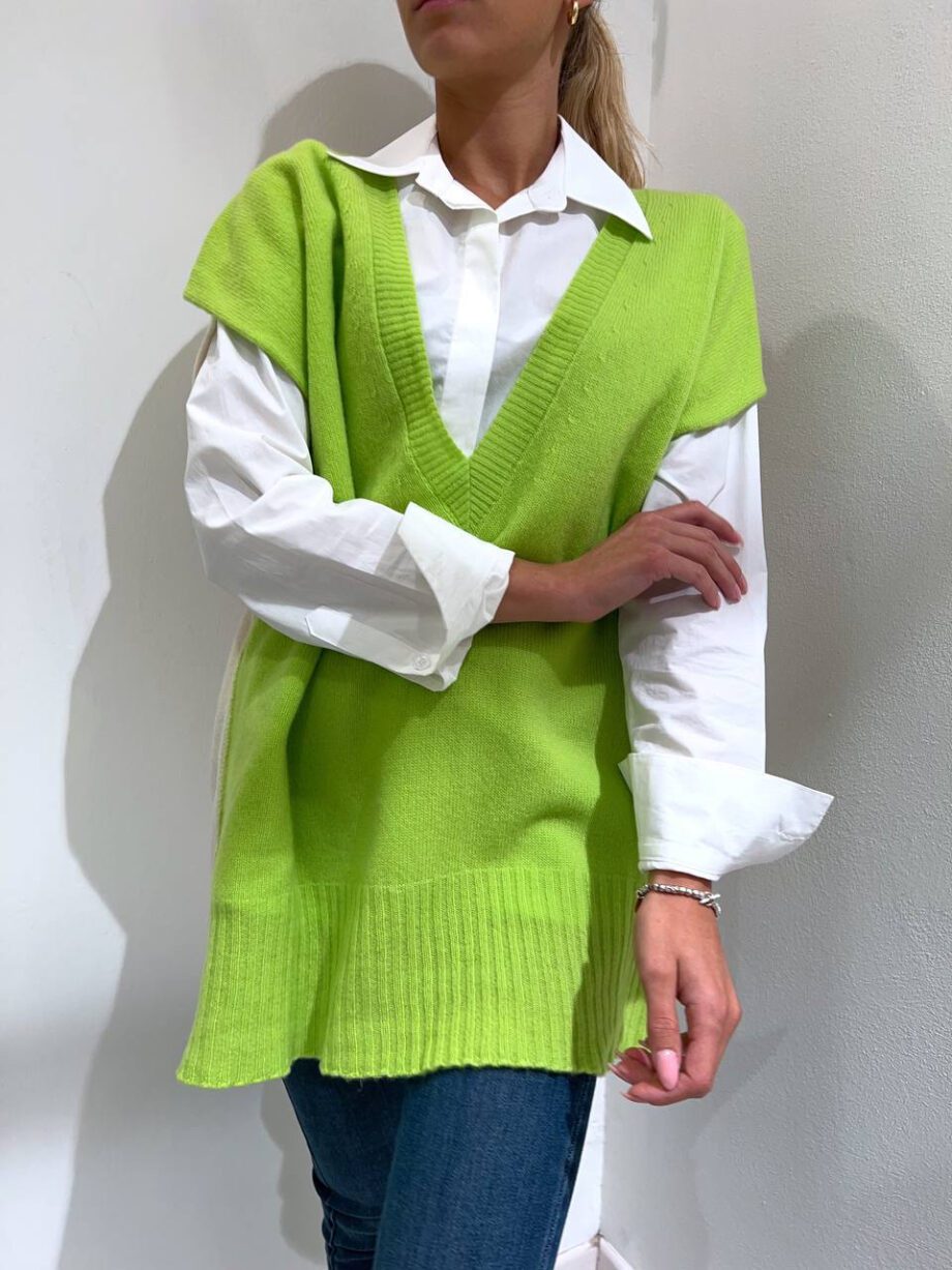 Shop Online Gilet over lime e panna cachemire Vicolo