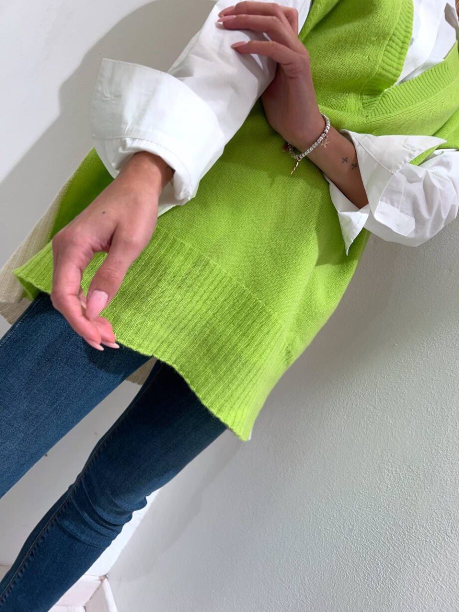 Shop Online Gilet over lime e panna cachemire Vicolo