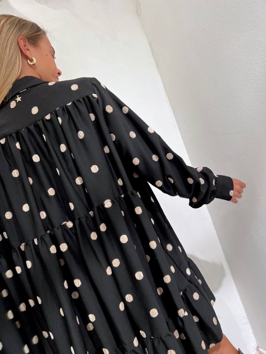 Shop Online Vestito nero a pois con balze Souvenir