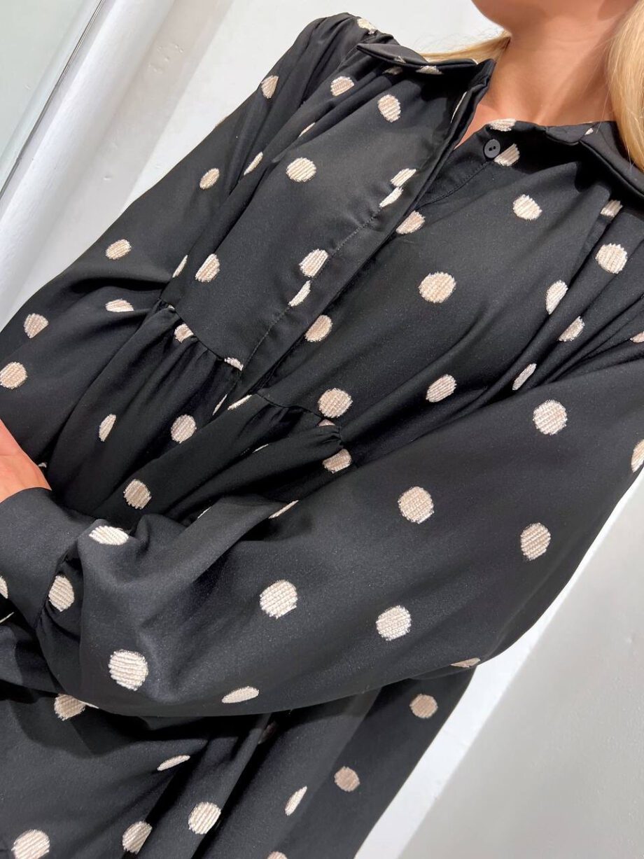 Shop Online Vestito nero a pois con balze Souvenir