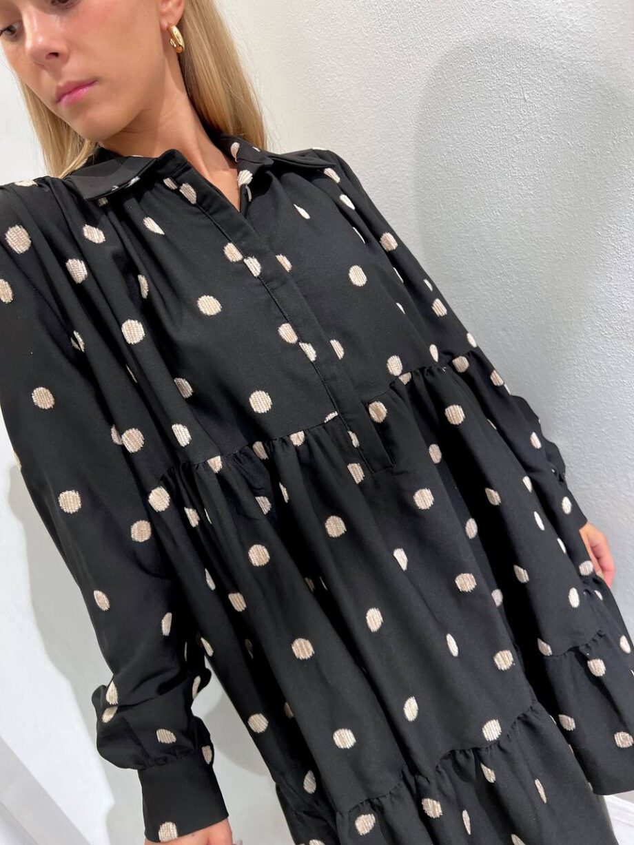 Shop Online Vestito nero a pois con balze Souvenir