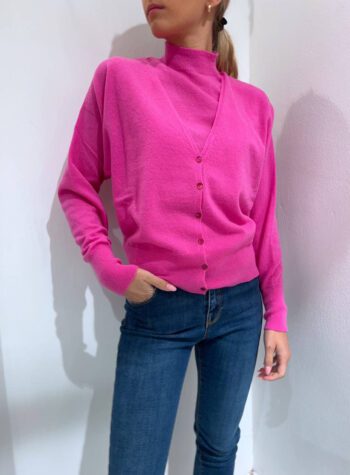 Shop Online Giacchina fucsia scollo V in cachemire Vicolo