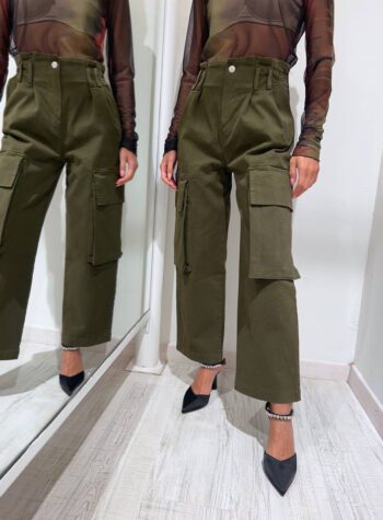 Shop Online Pantalone cargo palazzo verde militare Have One