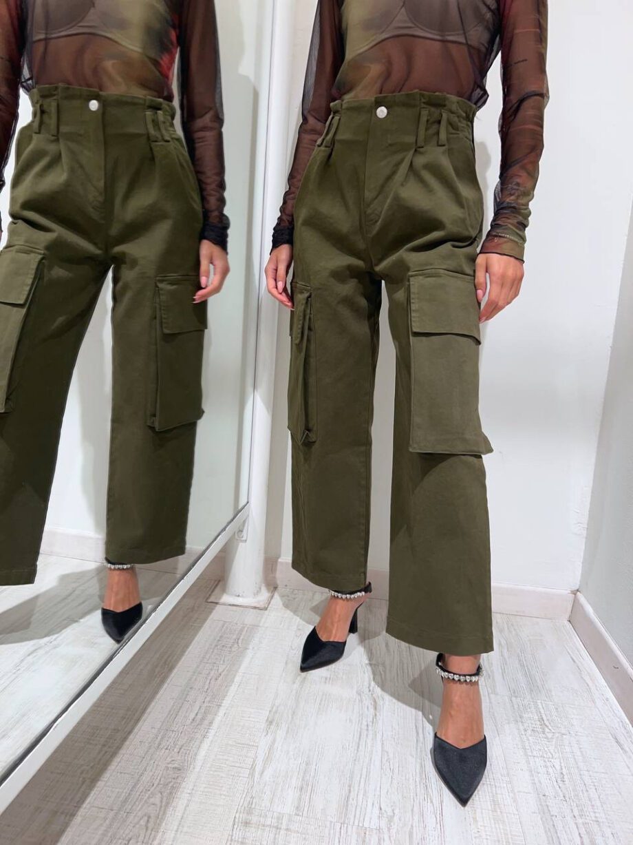 Shop Online Pantalone cargo palazzo verde militare Have One