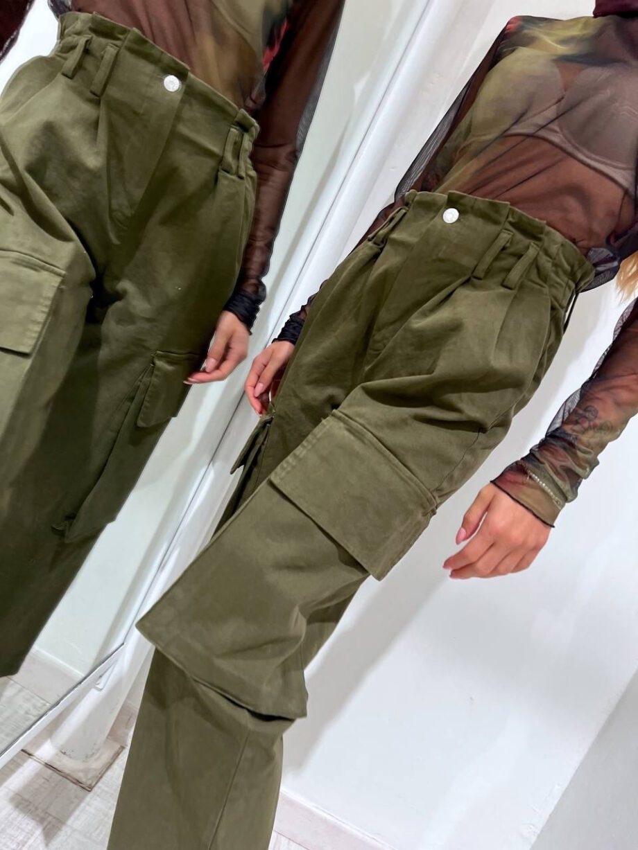 Shop Online Pantalone cargo palazzo verde militare Have One