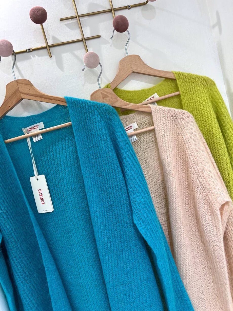 Shop Online Cardigan aperto turchese in lana Kontatto