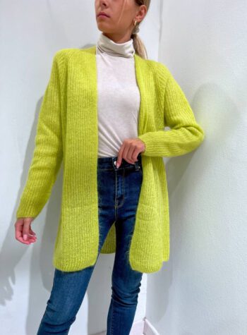 Shop Online Cardigan aperto lime in lana Kontatto
