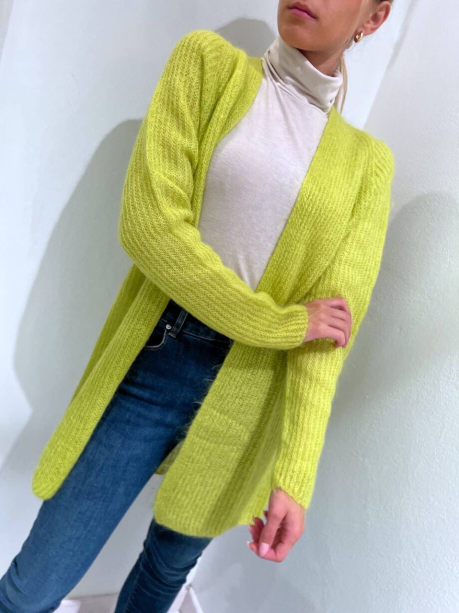 Shop Online Cardigan aperto lime in lana Kontatto