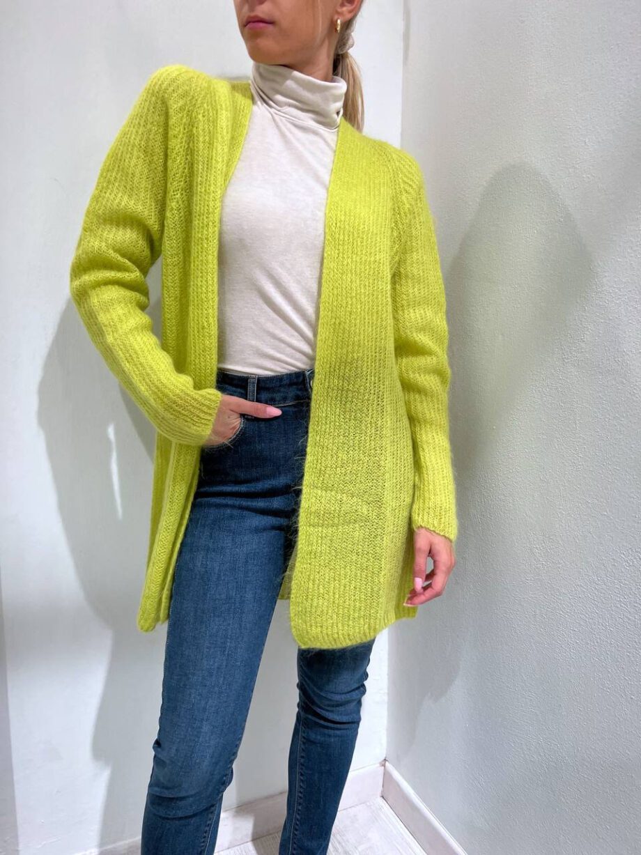 Shop Online Cardigan aperto lime in lana Kontatto