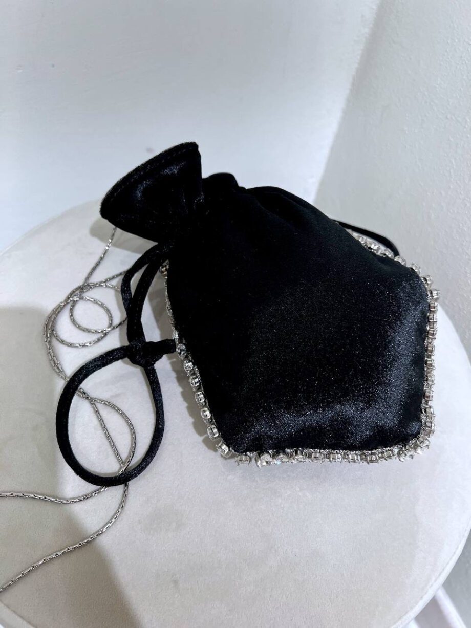 Shop Online Pochette nera in velluto e strass Twentyfourhaitch