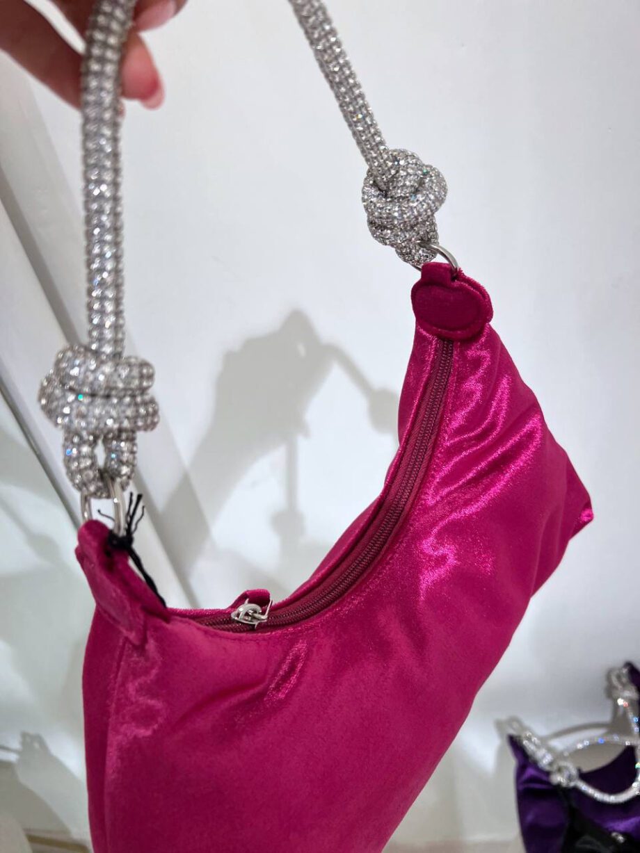 Shop Online Mini borsa a mano Moon in velluto fucsia Twentyfourhaitch