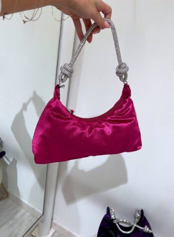 Shop Online Mini borsa a mano Moon in velluto fucsia Twentyfourhaitch