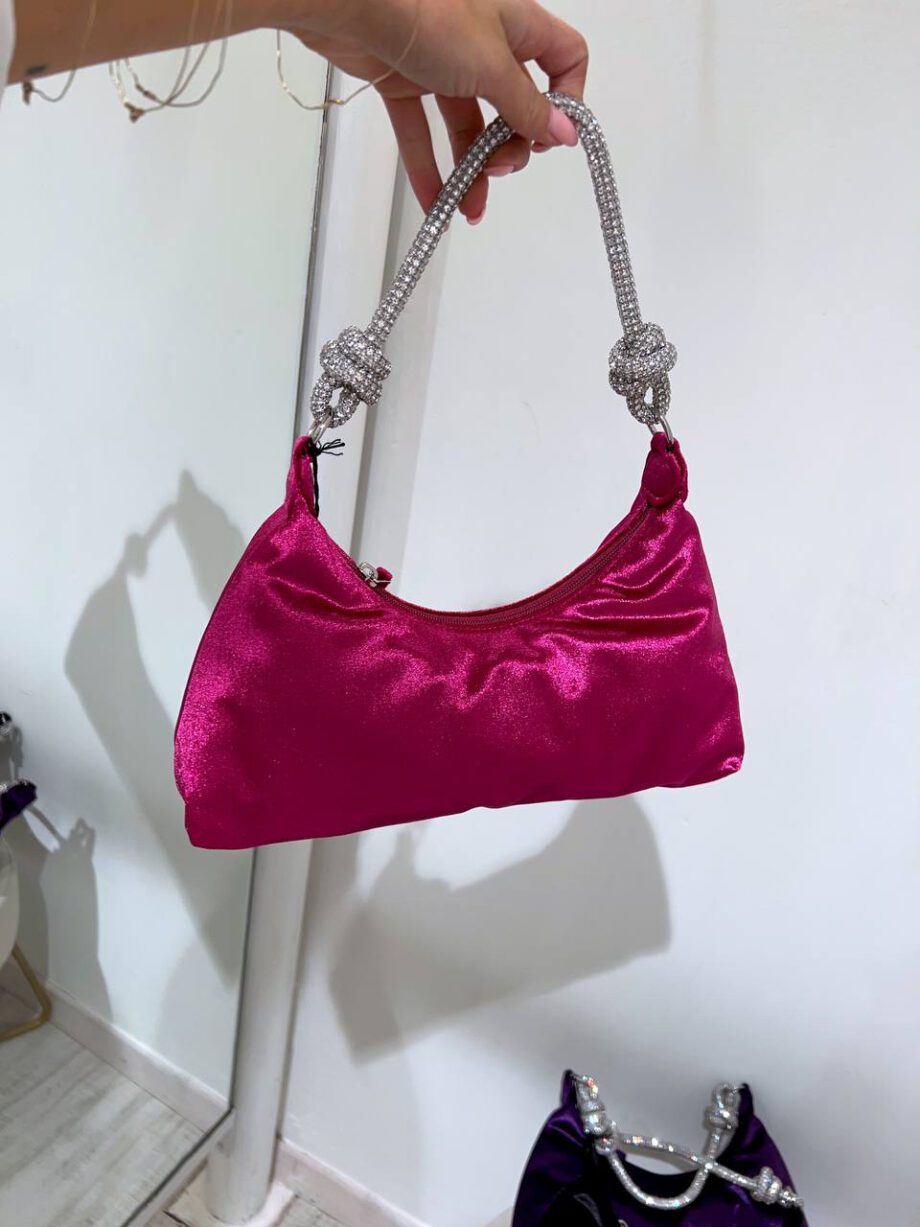 Shop Online Mini borsa a mano Moon in velluto fucsia Twentyfourhaitch