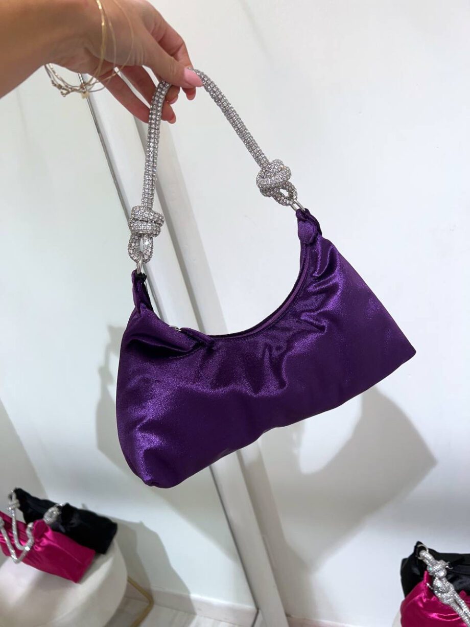 Shop Online Mini borsa a mano Moon in velluto viola Twentyfourhaitch