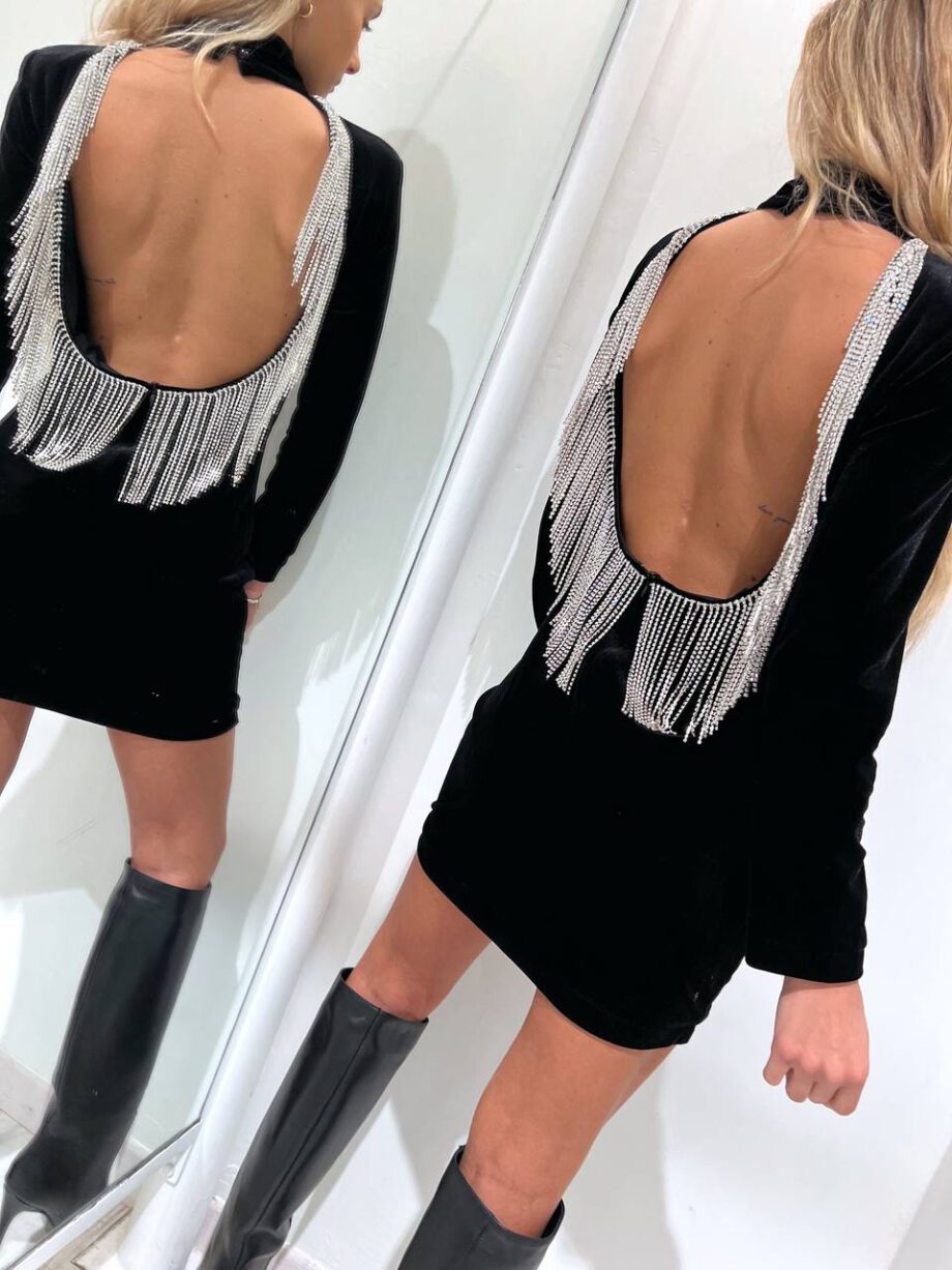 Shop Online Vestito in velluto nero schiena strass Odì Odì