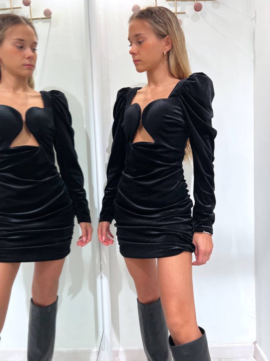 Shop Online Vestito corto in velluto nero cut out Odì Odì