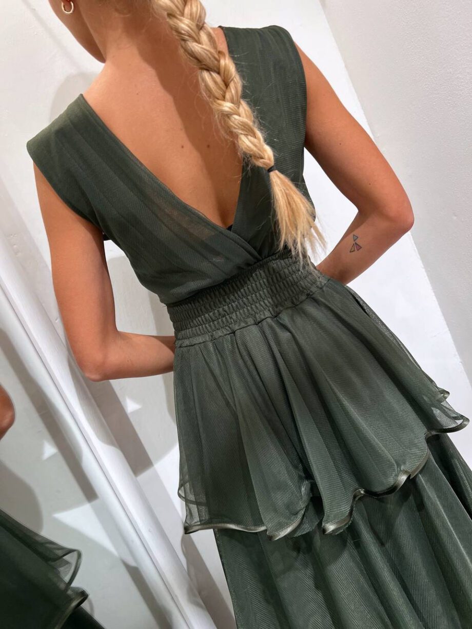 Shop Online Vestito lungo in tulle verde militare So Allure