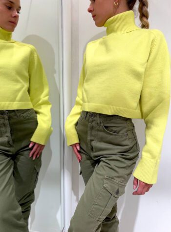 Shop Online Maglioncino crop giallo fluo in viscosa So Allure