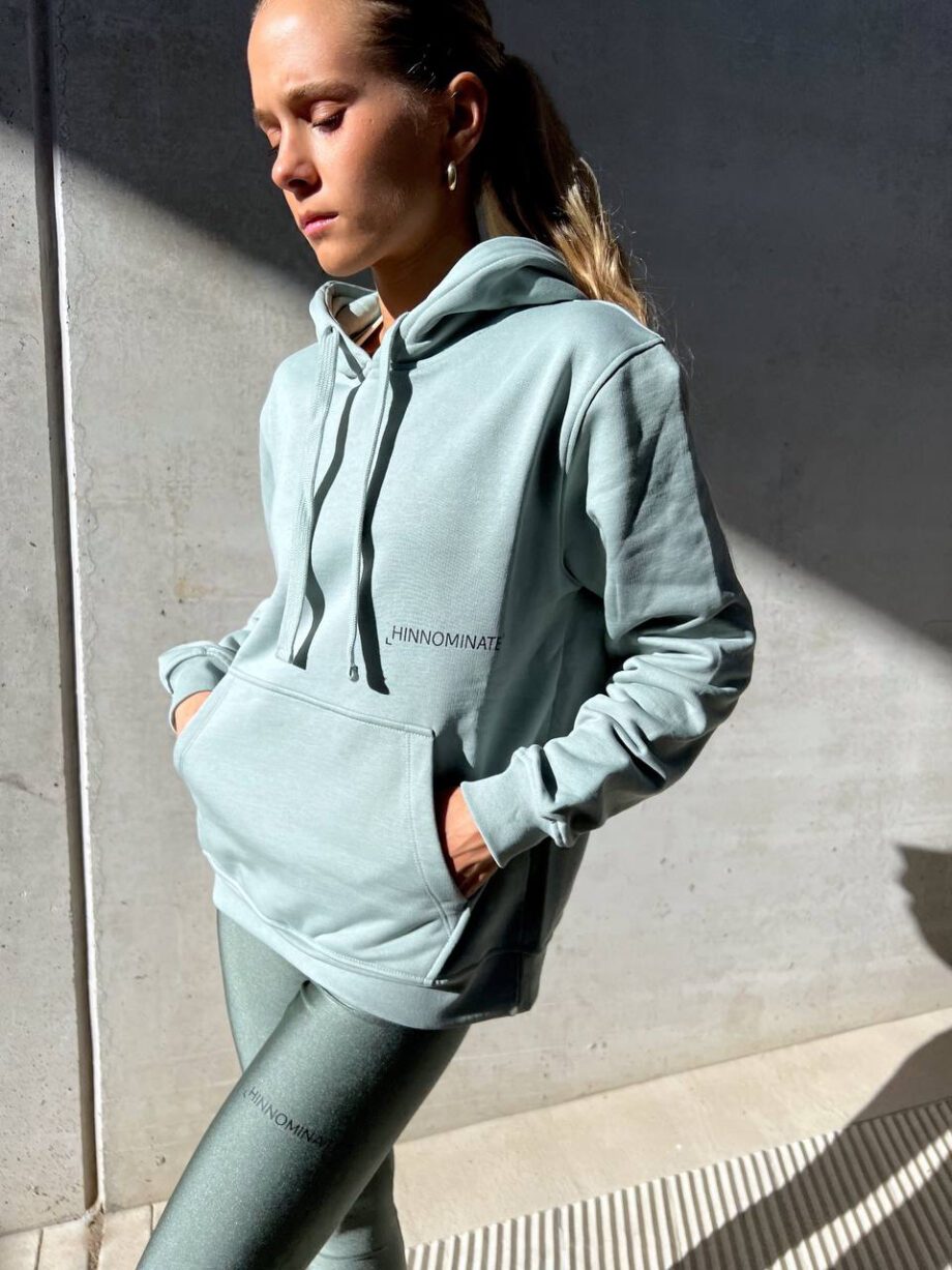 Shop Online Felpa oversize verde salvia con cappuccio Hinnominate