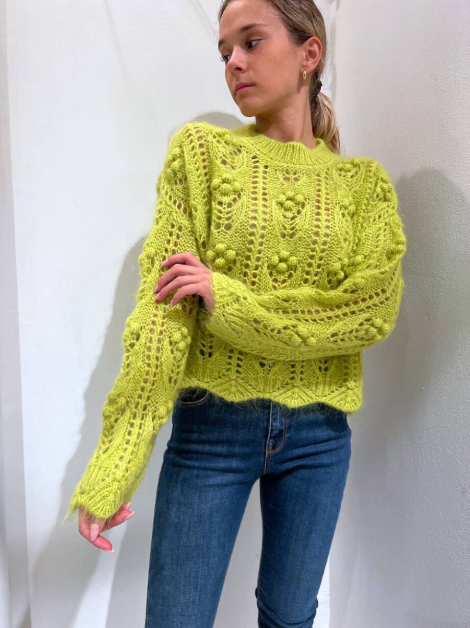 Shop Online Maglione lime con noccioline in mohair Kontatto