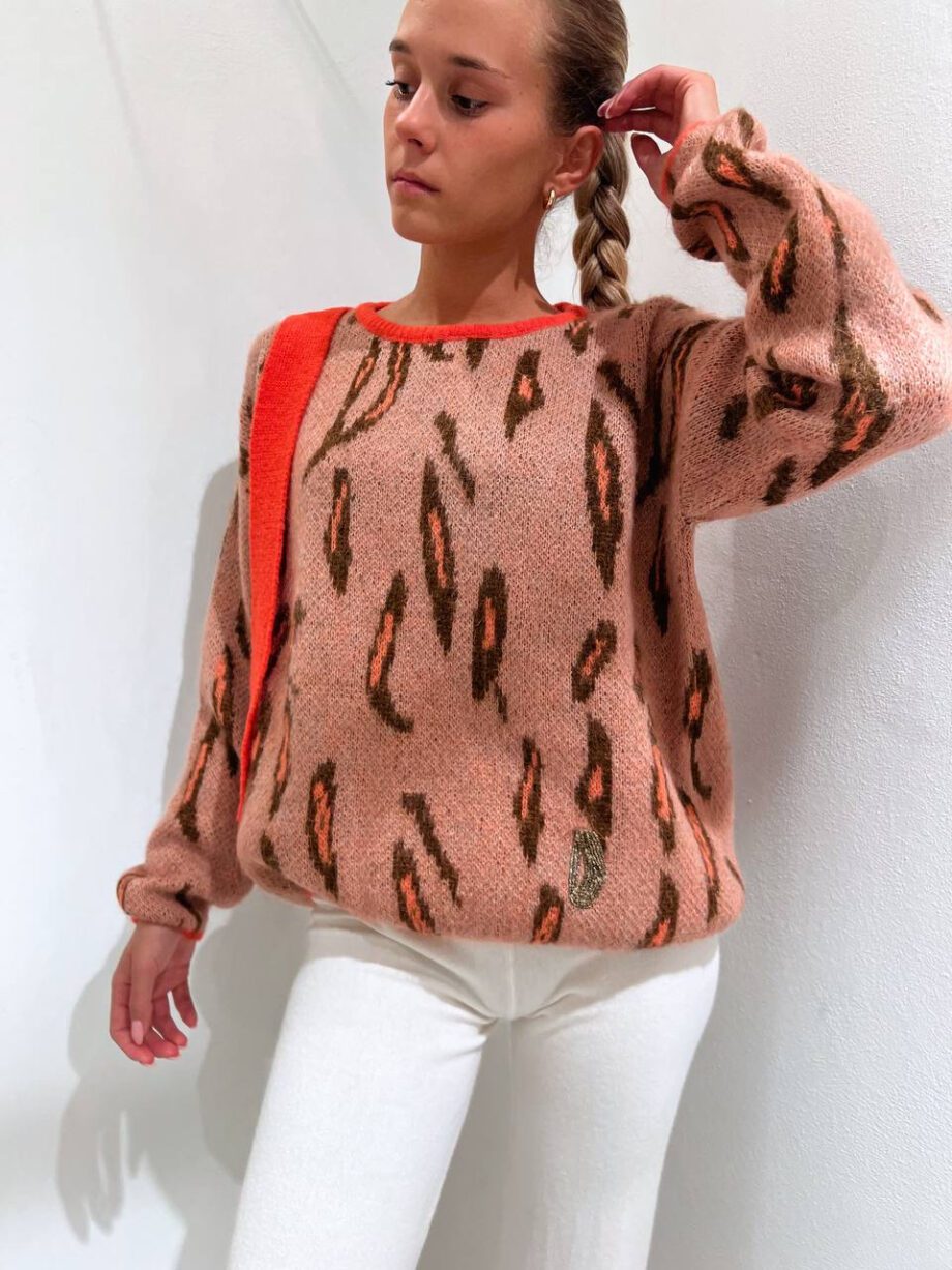 Shop Online Maglione fantasia beige e arancio Dimora